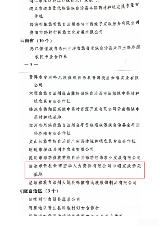 全国巾帼家政示范基地官方授予文件3